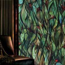 Orchid Stained Door Window Films Static Cling Glass Sticker Privacy Home Decor