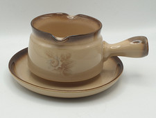 Denby Memories Stoneware Sauce Boat / Handled Soup Dish with Under Plate