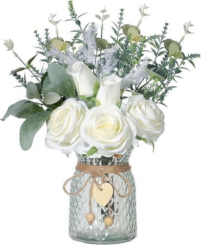 Artificial white rose flowers - white,