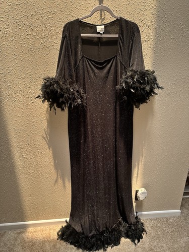 Vtg black sequin feather - vtg,