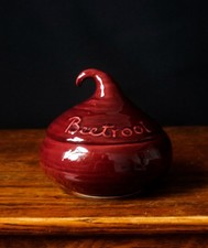 Handmade Ceramic Beetroot Storage Jar Burgundy Glazed Kitchen Pot Vintage