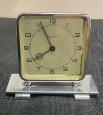 Ingersoll Art Deco Chrome Mechanical Desk Clock