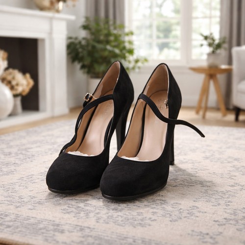 Black velvet court shoes size - black,