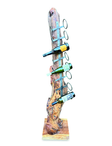 Teak root sculpture wine rack - root,