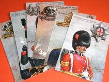 ORIGINAL  SET OF SIX HARRY PAYNE TUCK MILITARY POSTCARDS - REG. BADGES & WEARERS
