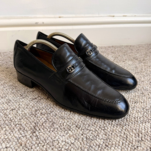 Gucci men black leather - men's, logo