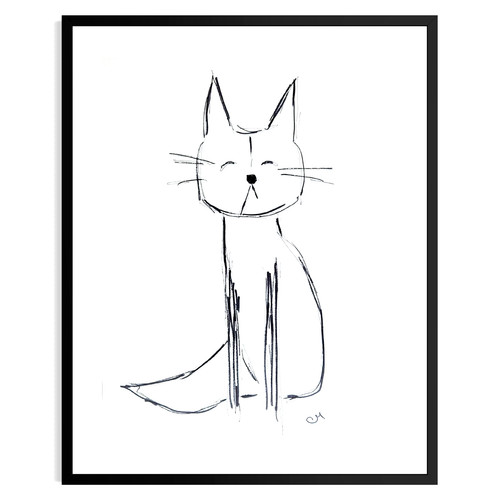 Original abstract cat art - original,