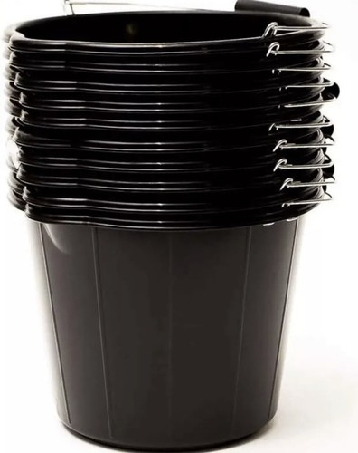 Black plastic builders bucket - black,