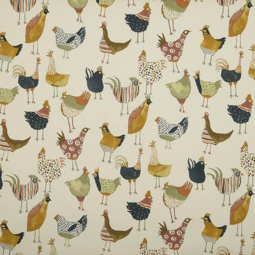 Multi coloured hen oilcloth - multi-coloured,