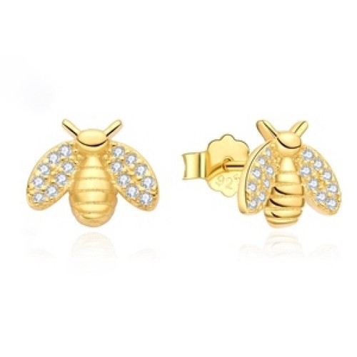 14ct gold bee earring stud - 14ct,