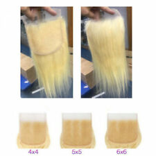 12AA RUSSIAN PURE BLONDE 613 LACE CLOSURE 4X4/5X5/6X6 SILKY STRAIGHT/BODY WAVES