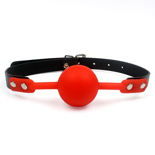 Red 42mm ball gag - soft, rubber