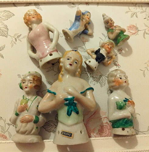 Vintage porcelain half dolls - half,