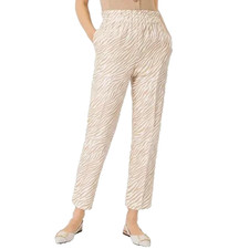 NWT ANN TAYLOR Ankle Pant High Rise Paper Bag Elastic Waist Zebra Whiskey Cream