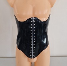 30" waist zip stud corset underbust Latex Rubber fetish wear