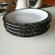 Denby Jet Stripes 4x Side Tea Plates 7.25” /18.5cm Black set 2