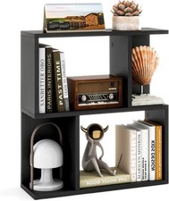 Black S-Shaped 3 Tier Bookcase