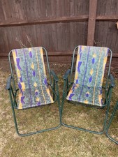 Pair Deck Chairs Striped