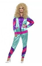 80s Height of Fashion Shell Suit Costume, Purple Ladies Size S