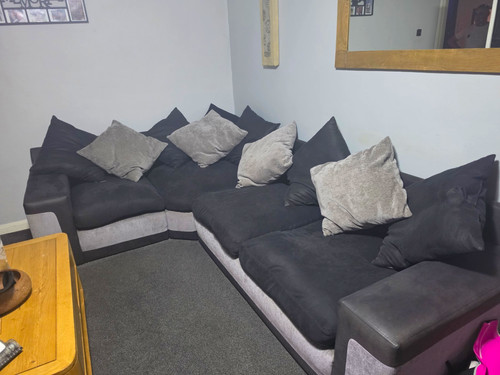 Grey black faux suede - grey/black, corner