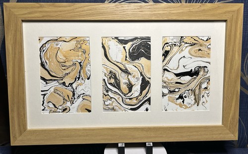 Framed abstract marbled ink - framed,