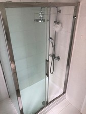 B&Q Shower Cabin 2m length width 120cm & 76cm depth, glass and stainless steel 