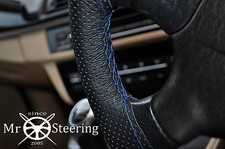 FITS VAUXHALL CORSA C PERFORATED LEATHER STEERING WHEEL COVER BLUE DOUBLE STITCH