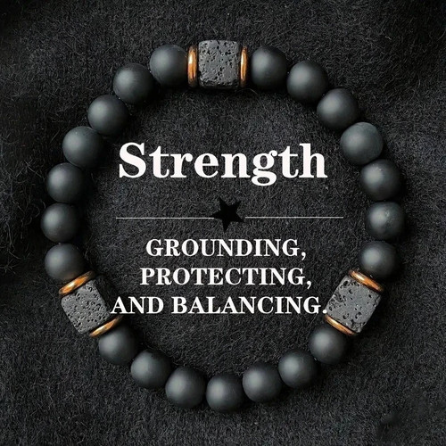 Men volcanic stone bracelet - volcanic,
