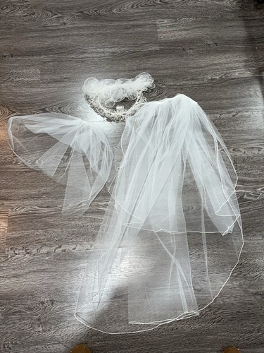 Bridal veil headpiece pearl - bridal,