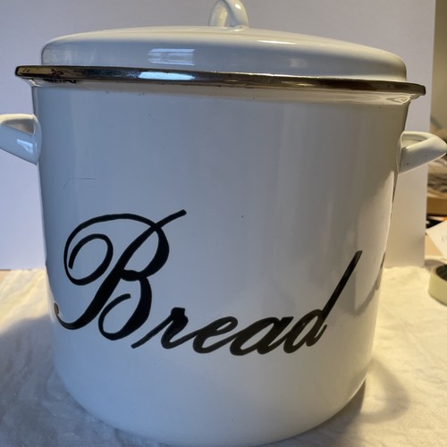 Vintage bread bin large - vintage, enamel