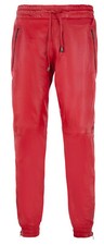 Mens Real Leather Trousers Red