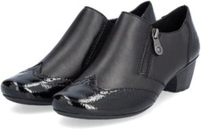 Rieker Antistress 41757 Ladies Black Leather/Patent Low Heel Trouser Shoes