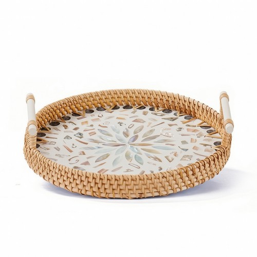 Wicker basket tray with - basket,