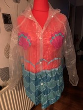 Girls Plastic Rain Coat “Instant Mermaid Just Add Water” Size M By Puckator