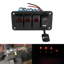 3 Gang LED Red Rocker Switch