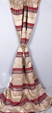 Jacquard & chenille design red, beige lined curtains. 66"x88"