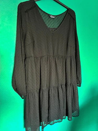 Black gypsy dress - black, tiered