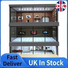 1:64 Scale Light Up Garage Diorama Display Case for Diecast Model Car Collection