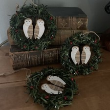 Set of 3 metal barn owl pair