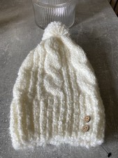 FAT FACE autumn/winter Cream Woollen Bobble Beanie Hat With Pom One Size-Unworn