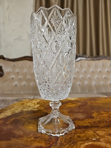 Vintage cut crystal pedestal - vintage,