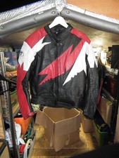 VINTAGE 5 HIGH PERFORMANCE BLACK/RED/WHITE BIKERS LEATHER JACKET