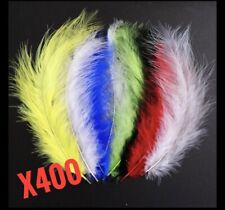 400 pcs Fluffy Turkey Marabou Feathers 8 Colours | Fishing Craft Art | 4 - 6”