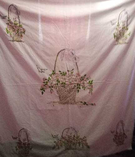 Vintage linen white tablecloth - linen,