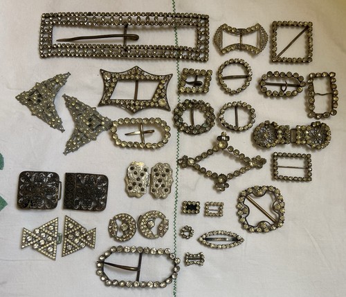 Antique vintage paste buckles - vintage,