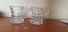 Pair of VINTAGE HEAVY CUT  GLASS TANKARDS BEER GLASS