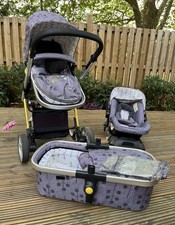 Cosatto Giggle 2 Stroller Pram Bundle Grey/Yellow With Foot Muff And Rain Cover
