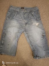 Mens Oaska Tiger Denim Long Shorts UK Size L