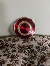 Vintage Stratton Compact Mirror - Burgundy & Gold