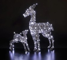 Premier Acrylic Mother and Baby Deer With White LEDs